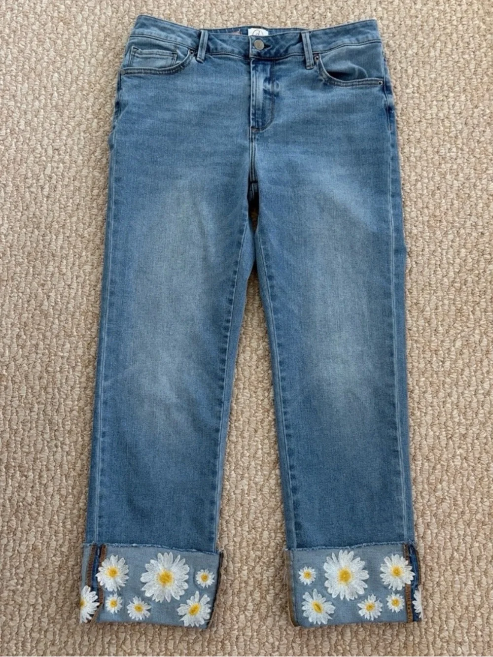 Driftwood Daisy Embroidered Cuff Charlotte Crop Jean
